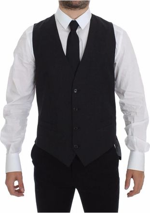 Dolce & Gabbana Gilet - Heren - Gillet - Grijs - M - Wol - Kostuums