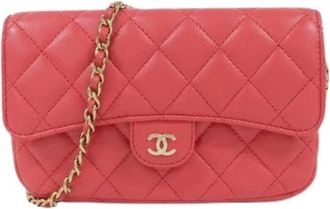 Chanel Pre-owned Timeless Classic Lamsleer Telefoonhoesje - Dames - Vintage Mini Tas - Rood - ONE Size - Leer - Vintage