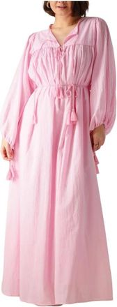 Ibana Kleedjes, Dames, Roze, XS, Denim, Roze Maxi Jurk Dianora Stijl