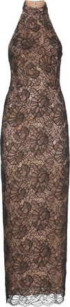 Rotate Intricate Black Lace Long Dress With Halter Neckline