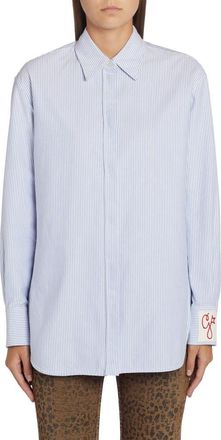 Golden Goose Stripe Cotton Button-Up Shirt in White Infinity at Nordstrom, Size X-Large