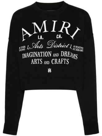 Amiri logo-embroidered cotton jumper - women - Cotton - S - Black
