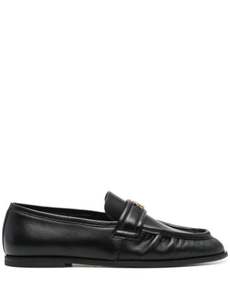 Pinko logo-plaque loafers - women - Leather - 40 - Black
