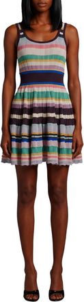 Alaia Multicolor Scoop Neck Mini Dress