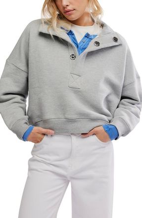 Free People Timeless Snap Placket Pullover in Heather Grey at Nordstrom, Size X-Small