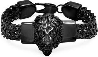 Steeltime Mens Black IP Stainless Steel Lion Head Chain Bracelet at Nordstrom Rack