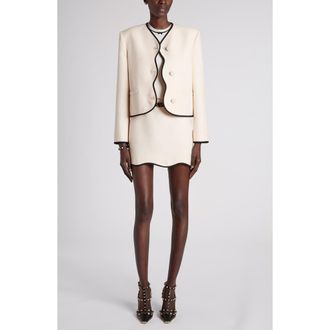Valentino Garavani Crepe Couture Wool & Silk Jacket in Vanilla at Nordstrom, Size 38