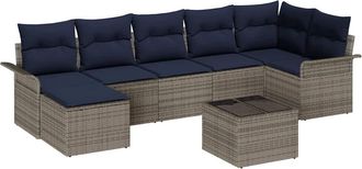 vidaXL Conjunto De Sof&aacute; De Jard&iacute;n 8 Uds. Gris Rat&aacute;n Sint&eacute;tico Vidaxl
