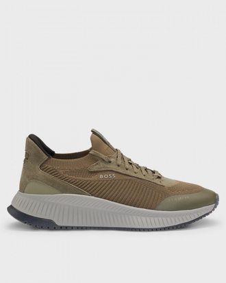 Boss Orange by Hugo Boss TTNM EVO Mens Trainers with Knitted Uppers - Khaki - Size UK 11