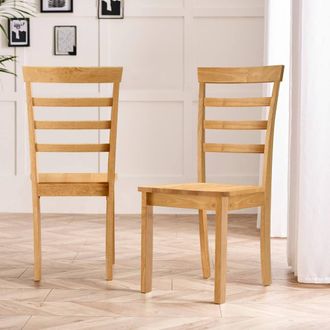 Furniturebox 2x Whitby Oak Effect Solid Wood Dining Chairs in Light Brown