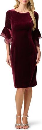 Adrianna Papell Velvet Bell Sleeve Sheath Dress in Bordeaux at Nordstrom, Size 10