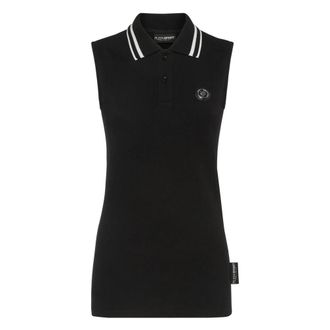 Plein Sport Mouwloze Poloshirt - Dames - Sportshirts - Zwart - XS - Katoen - Fitness