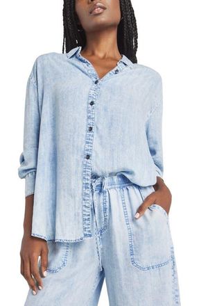 Splendid Bleached Button-Up Shirt in Bleached Indigo at Nordstrom, Size X-Large