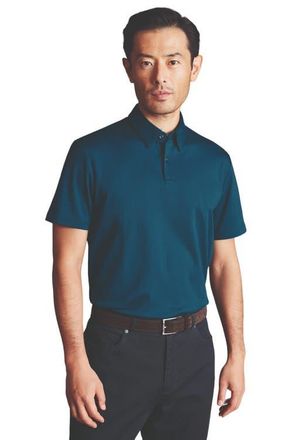CHARLES TYRWHITT Plain Short Sleeve Jersey Polo in Turquoise Blue at Nordstrom, Size Xx-Large