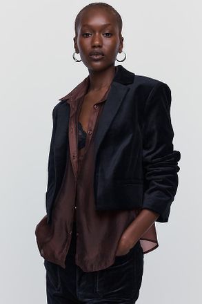 Maeve Cropped Tuxedo Blazer Jacket
