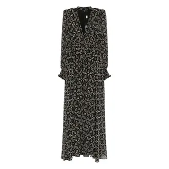 BABYLON Kleedjes, Dames, Veelkleurig, M, Maxi-jurk met kettingprint en V-hals