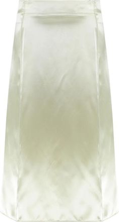 Bottega Veneta Satijnen Rok met Ritssluiting Achteraan - Dames - Midirokken - Groen - 3XS - Satijn - Rokken