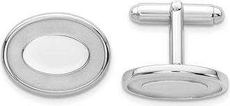 Diamond2Deal Rhodium-plated Oval with Engravable Area Cuff Links