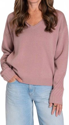 Majestic Filatures Long Sleeve V-Neck Sweater In Rosewood