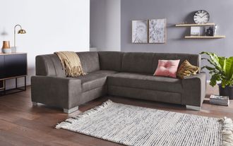 Domo Collection Ecksofa »Anzio in kubischer Formensprache, flache Armlehnen, L-Form« Wahlweise mit Bettfunktion und Federkern für hohen Sitzkomfort