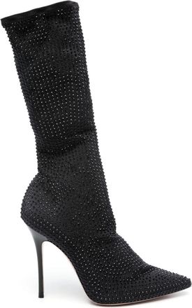 Gedebe Logan crystal-embellished boots - women - Fabric/Calf Leather/Fabric/Calf Leather - 39 - Black