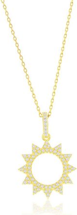 Suzy Levian Cubic Zirconia Sunburst Pendant Necklace in Yellow at Nordstrom Rack, Size 18
