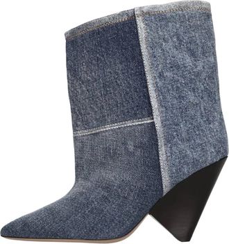 Isabel Marant Denim Enkellaarsjes - Dames - Cowboylaarzen - Blauw - 35 EU - Denim - Schoenen
