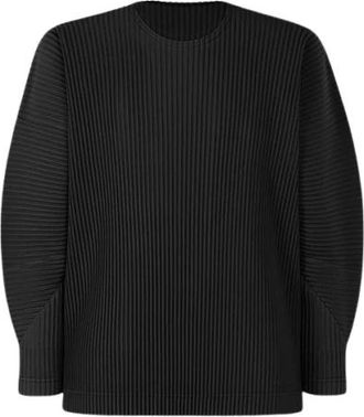 Issey Miyake Truien & Vesten, Heren, Zwart, M, Ronde hals gebreid