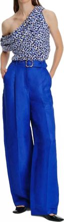 Exquise One Shoulder Patterned Cupro Blouse In Original Print