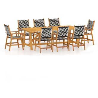 vidaXL 9 Pcs Dining Set Para Acacia Madeira Garden