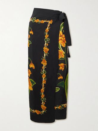 Agua Bendita Pareo In Voile Di Misto Cotone E Seta Floreale Lavanda Cordillera - Multicolore