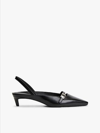 Tommy Hilfiger Leather Kitten Heel Slingbacks