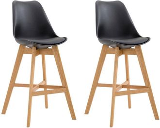 Clp Clp - Set De 2 Taburetes Cannes Asiento En Polipropileno Negro Natural