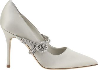 Manolo Blahnik Silver Embellished Pumps