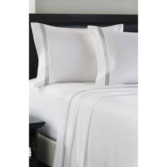 Luxury Home Embroidered Line 4-Piece Sheet Set in Silver at Nordstrom Rack, Size California King