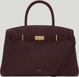 DeMellier The Midi Hudson in Burgundy Suede & Burgundy Smooth Leather Crossbody bag