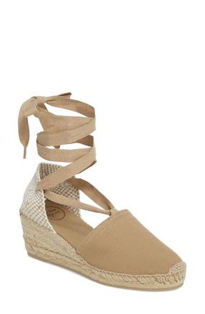 Toni Pons Valencia Wraparound Espadrille Wedge in Stone Fabric at Nordstrom, Size 5.5-6Us