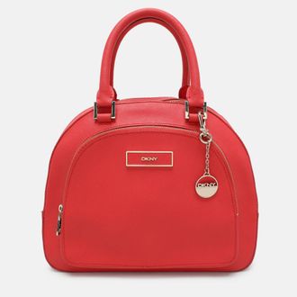 DKNY Dkny Red Leather Front Dome Satchel