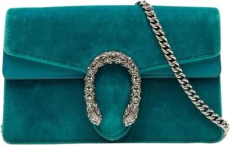Gucci Pre-owned Cross Body Bags, female, Blue, Size: ONE SIZE Pre-owned Velvet Crossbody Bag