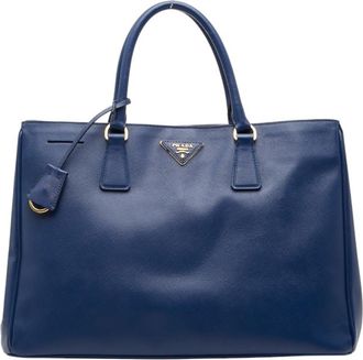 Prada Blue Leather Handbag Tote Bag (Pre-Owned)