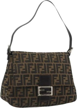 Fendi Pre-owned Zucca Canvas Shoulder Bag - Dames - Vintage Schoudertas - Bruin - ONE Size - Leer - Vintage