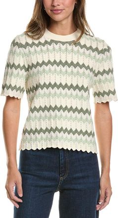 Adrianna Papell Chevron Striped Crewneck Pullover