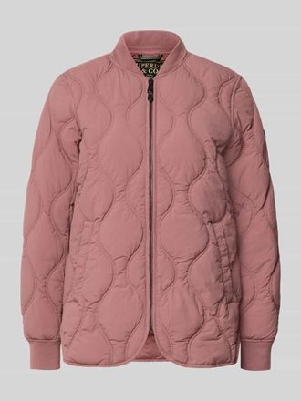 Superdry Steppjacke mit Stehkragen und Eingrifftaschen in Altrosa, Gr&ouml;&szlig;e XXL