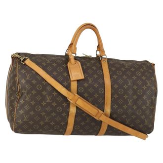 Louis Vuitton Keepall Bag Monogram Canvas Brown Canvas Handbag (Pre-Owned)
