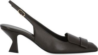 Sergio Rossi Brown Leather Slingback Pumps