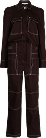 Stella McCartney stitch-detail denim jumpsuit - women - Cotton - 46 - Purple