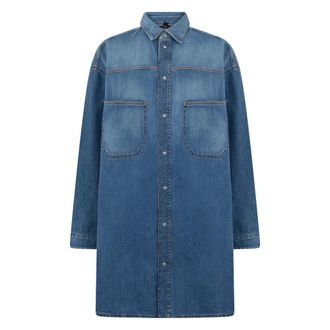 Diesel Denim Shirts, female, Blue, Size: M Loose Denim Shirt
