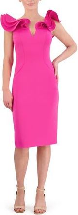 Eliza J Ruffle Shoulder Sleeveless Cocktail Dress in Lipstick at Nordstrom Rack, Size 8