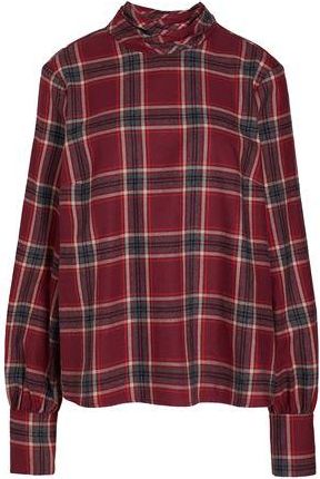 8 by YOOX CHECK NECK-TIE BLOUSE