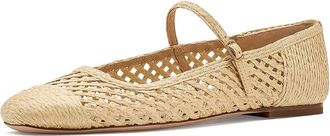 Veronica Beard Ellie Raffia Weave Mary Jane Shoes Womens Dress Flat Shoes Natural : 6.5 M